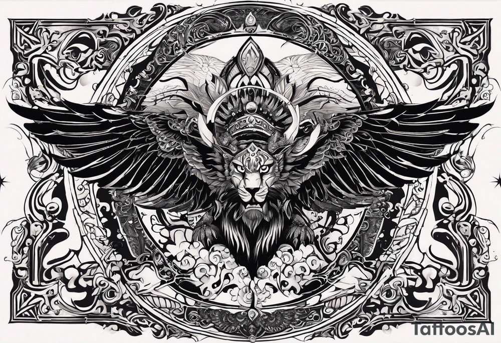 black kali, goddess pirate, alien, angel, pachamama, valkrye, warrior, flying, skull, lotus azul, wing, eagle, zenza resonance, stars, 5D, anahata chakra, death, durga, riding on a tiger, flying lady tattoo idea