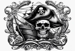 skull octopus pirate ship tattoo idea