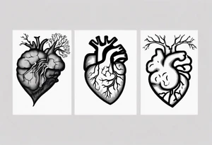 Half a human heart and half a human brain side by side tattoo idea