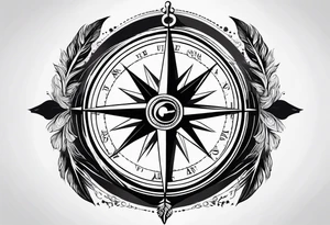 Feather travel compass tattoo idea