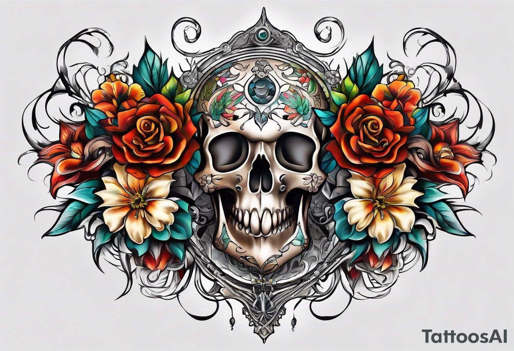Flower chest piece tattoo idea