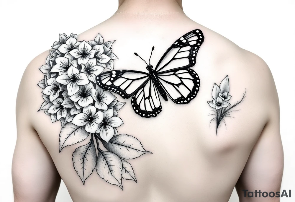 Lilacs and a monarch butterfly tattoo idea