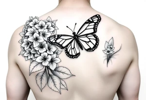 Lilacs and a monarch butterfly tattoo idea