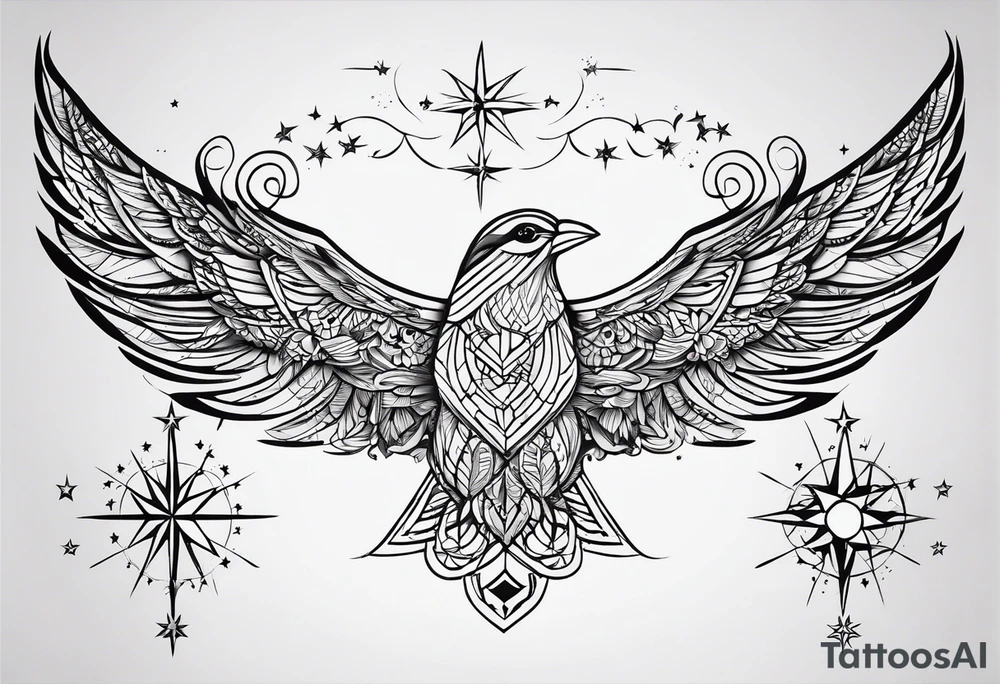 Minimalist tattoo for back and neck with straight line going up beck depicting saying “keep your feet in the ground and your eyes on the stars” tattoo idea