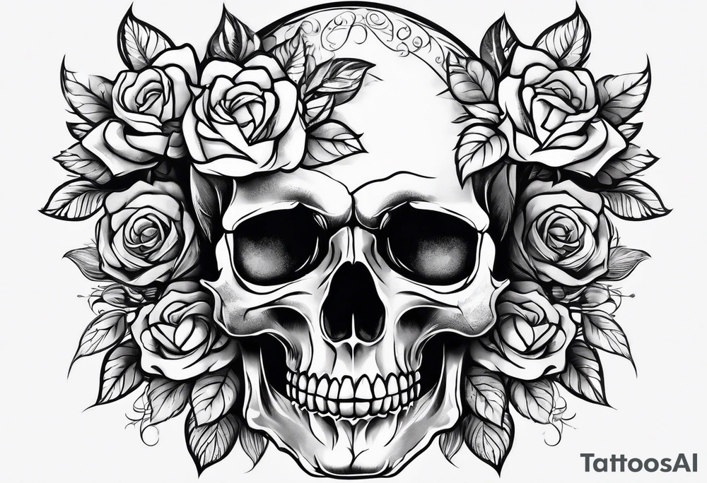 Skull rose santanic pagan tattoo idea