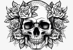 Skull rose santanic pagan tattoo idea