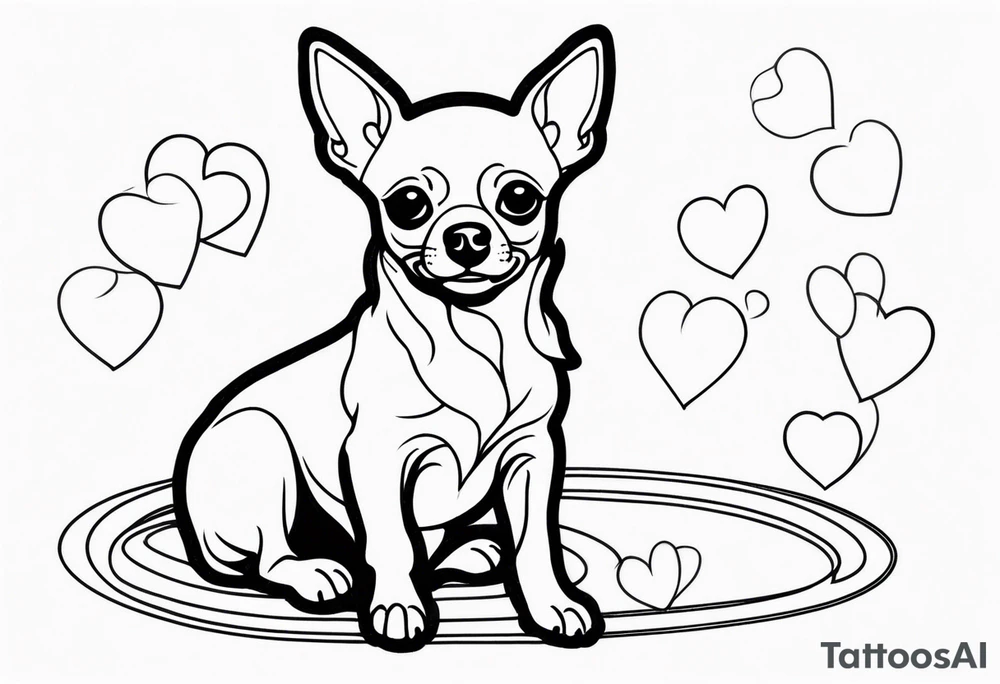 Chihuahua outline with R and heart tattoo idea