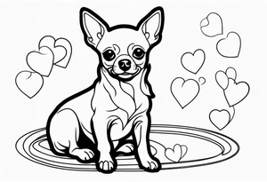 Chihuahua outline with R and heart tattoo idea