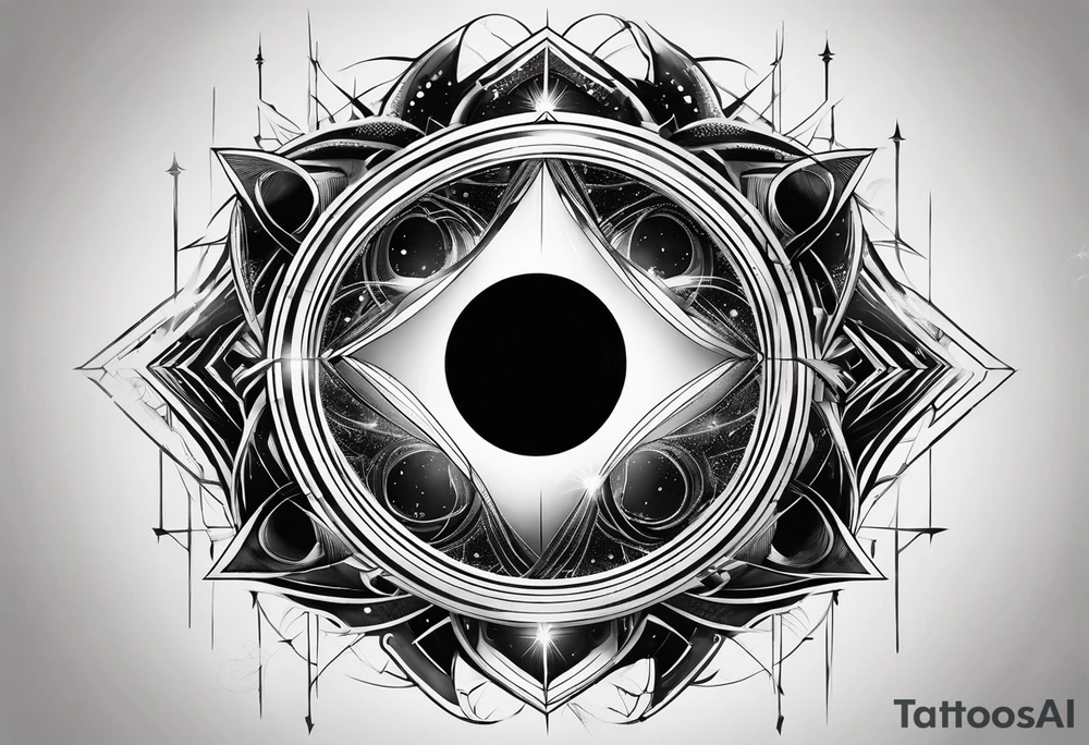 a geometric representation of a black hole tattoo idea