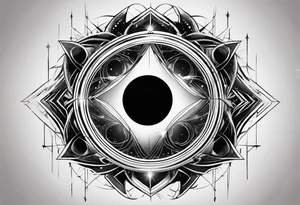 a geometric representation of a black hole tattoo idea