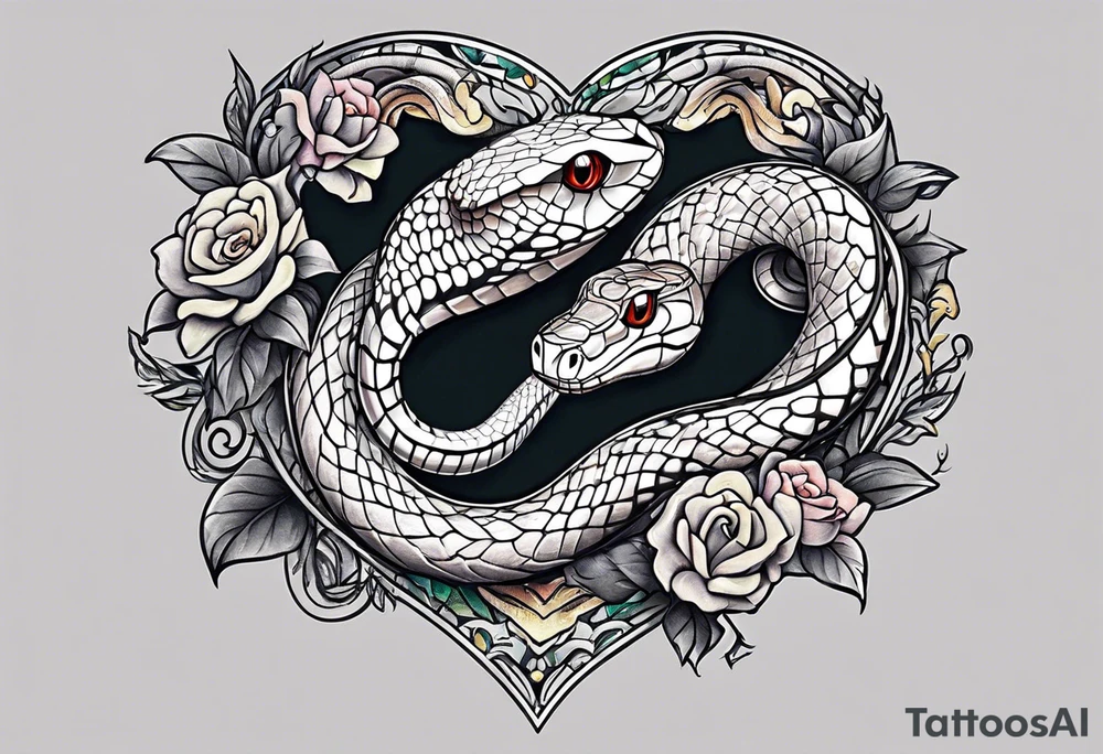 snake around a heart tattoo idea