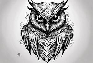 Demonic Owl looking to the rights tattoo idea
