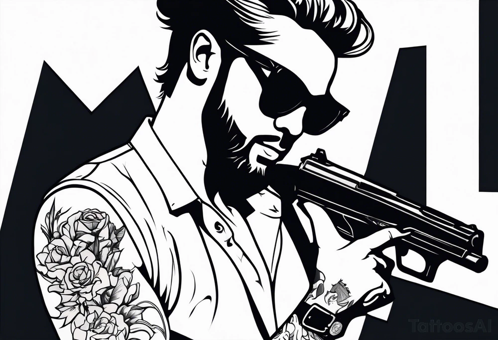 capricorn man with sunglasses and gun tattoo idea