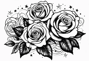 Roses with stars and a quote tattoo idea