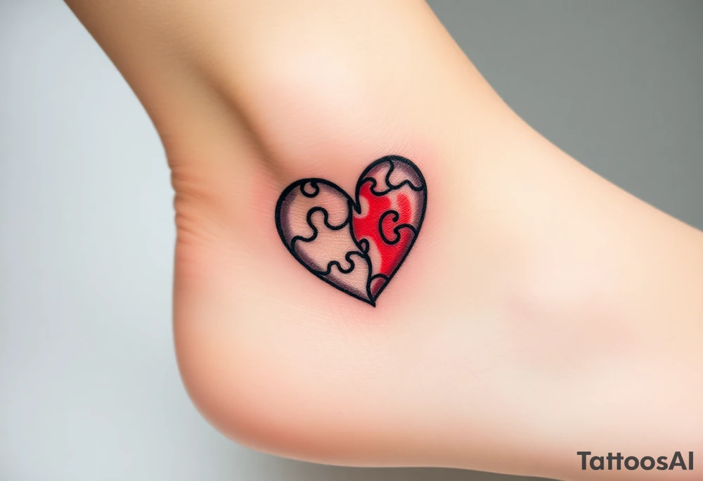 autism heart puzzle shape symbol tattoo idea