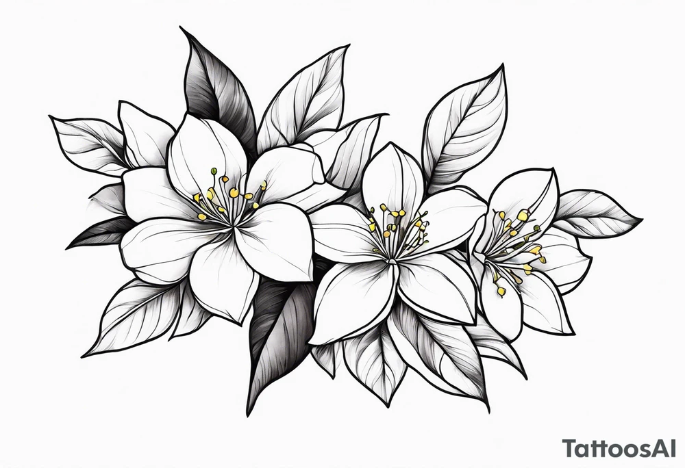 Shoulder and collarbone tattoo of a vibe of night-blooming Jasmine. The tattoo should be scary. tattoo idea