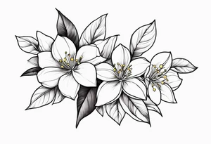 Shoulder and collarbone tattoo of a vibe of night-blooming Jasmine. The tattoo should be scary. tattoo idea