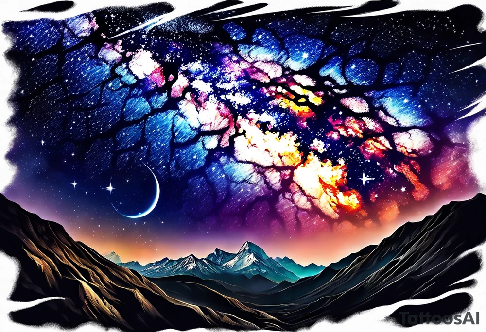 milky way galaxy with a cloudy pattern tattoo idea