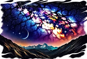 milky way galaxy with a cloudy pattern tattoo idea