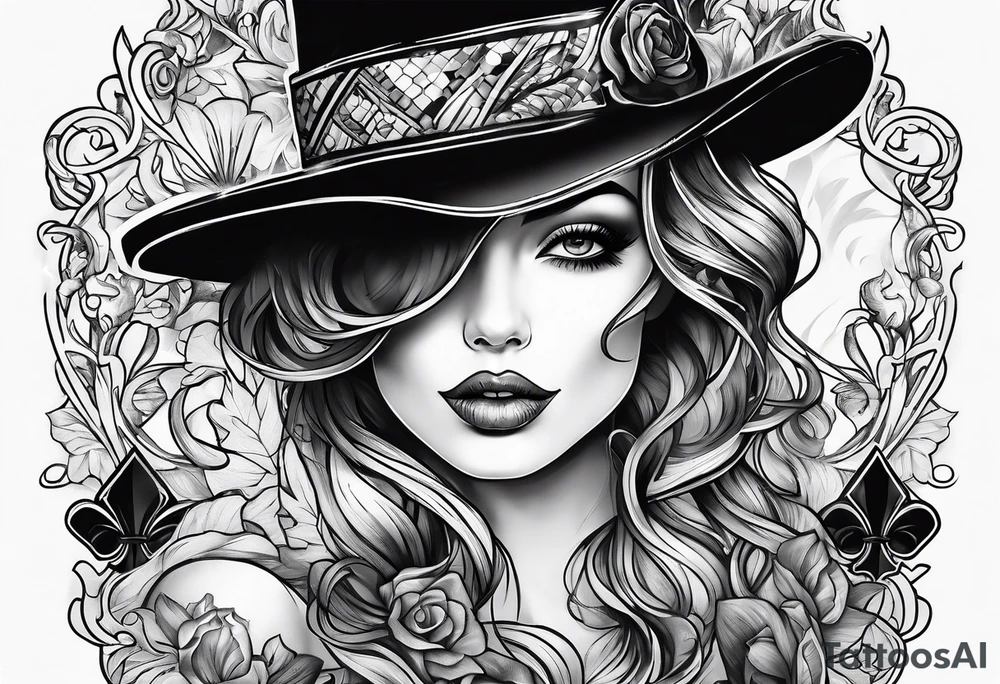 woman with smoke in mouth; poker chips on hand tattoo idea