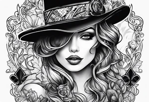 woman with smoke in mouth; poker chips on hand tattoo idea