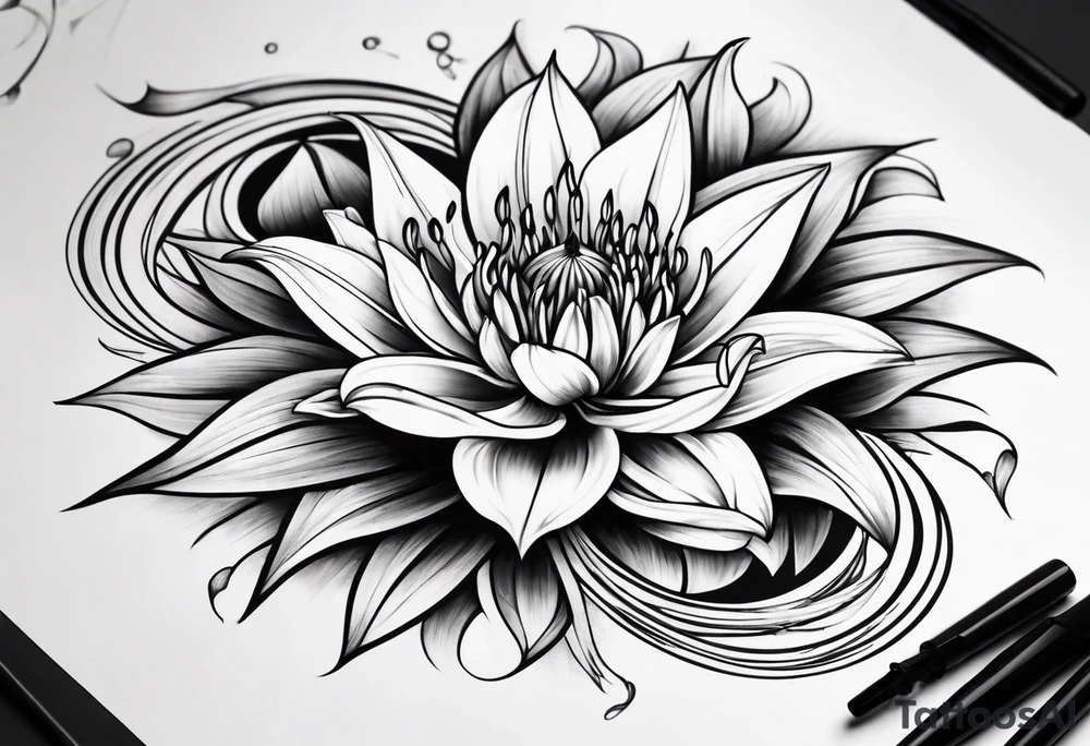 Geometric Fire Lily tattoo idea