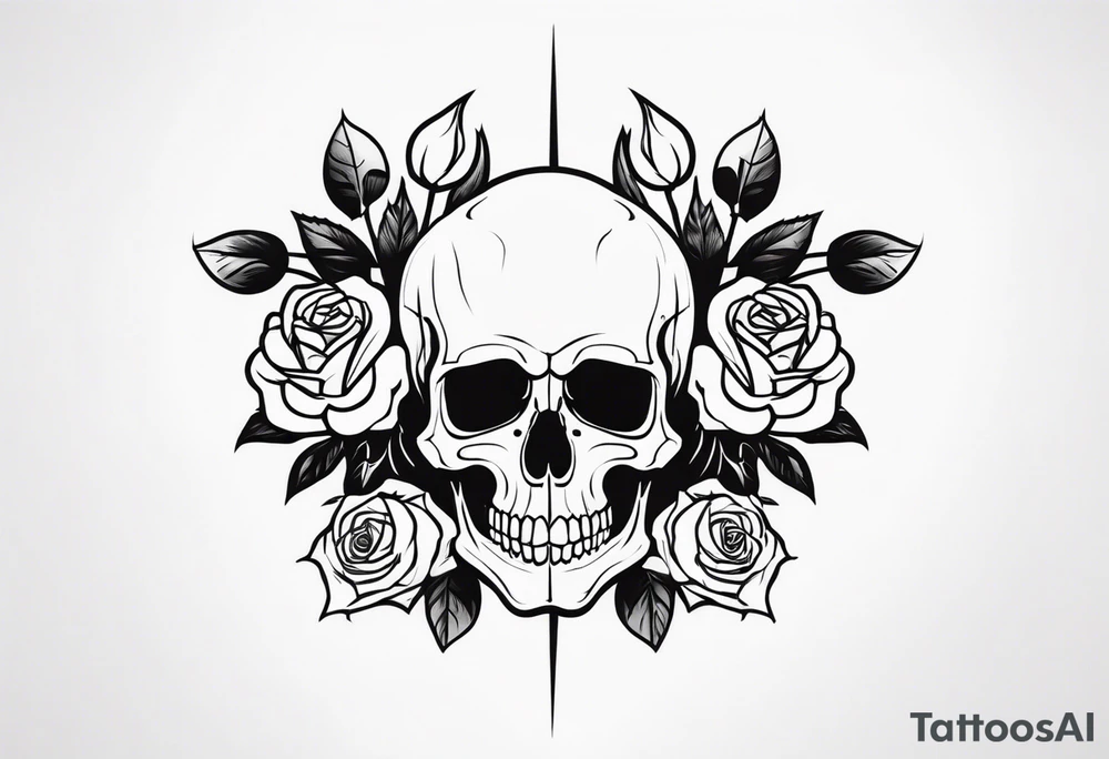 skull and roses tattoo idea