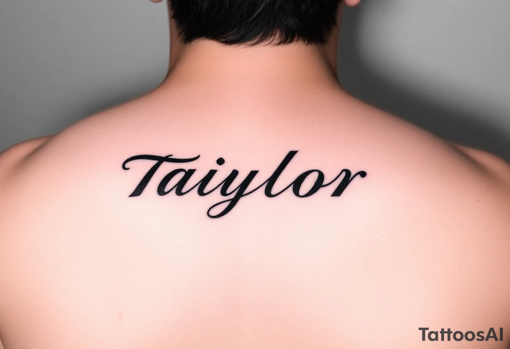 The name Taiylor spelled horizontal with the O as a diamond ring behind the ear tattoo tattoo idea