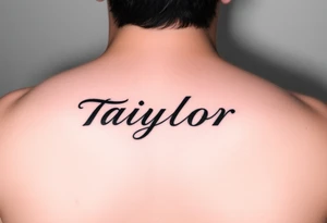 The name Taiylor spelled horizontal with the O as a diamond ring behind the ear tattoo tattoo idea