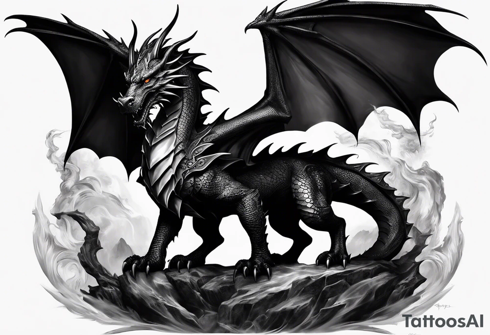 A 7'4" tall Black Gem Dragon Born Paladin. His name is "Hilgari". tattoo idea