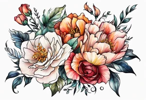Flowers around the name Kieanna tattoo idea