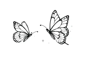 Dainty and fine line basic butterflies with sparkles tattoo idea