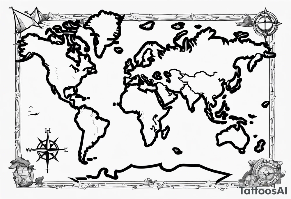 treasure hunt map tattoo idea