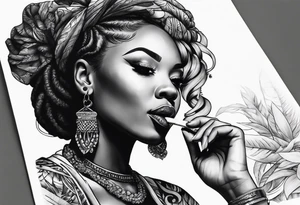 Jamaican lady smoking tattoo idea