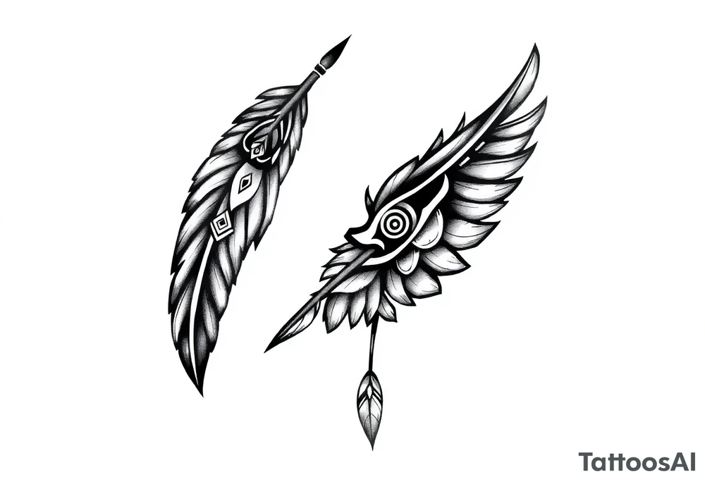 spiritual feathers ornamental indian shaman rune tattoo idea