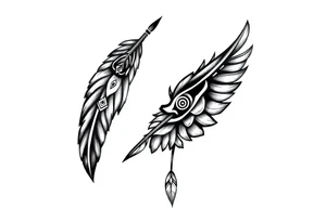 spiritual feathers ornamental indian shaman rune tattoo idea