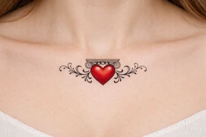 Red heart with cornice tattoo idea