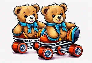 teddy bears sized roller skates tattoo idea