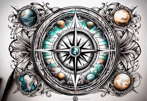 Moon and earth compass tattoo idea