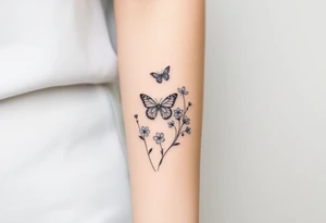 spring violet flowers and butterflies, more butterfly, and sprinkels, flower are violet il want long for all forcearm tattoo idea