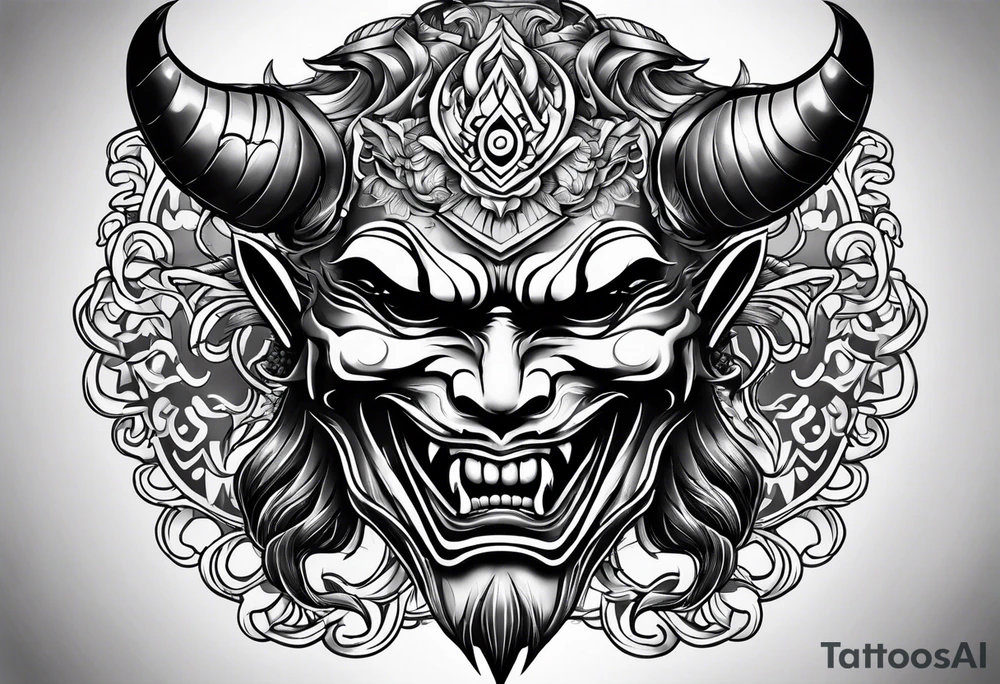Japanese devil mask tattoo idea