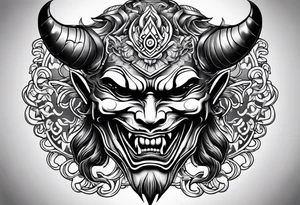 Japanese devil mask tattoo idea