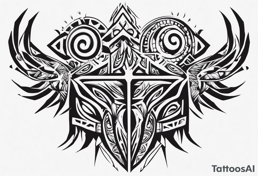 Block Tribal pectoral tattoo idea
