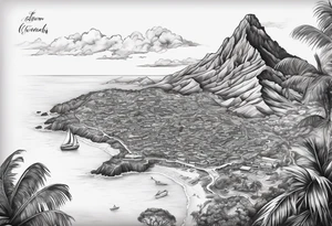 Eastern Caribbean island map tattoo idea