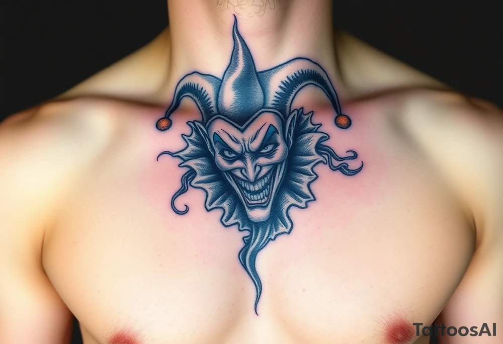 jester coming out of smoke tattoo idea