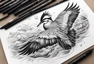 Nature  sleeve animals water bird tattoo idea