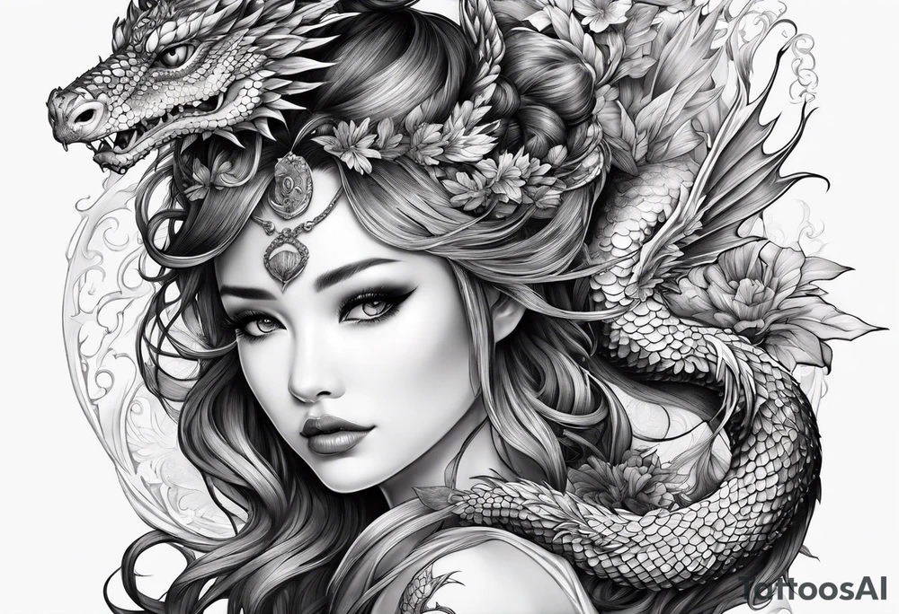 fairy nymph with dragon tattoo idea