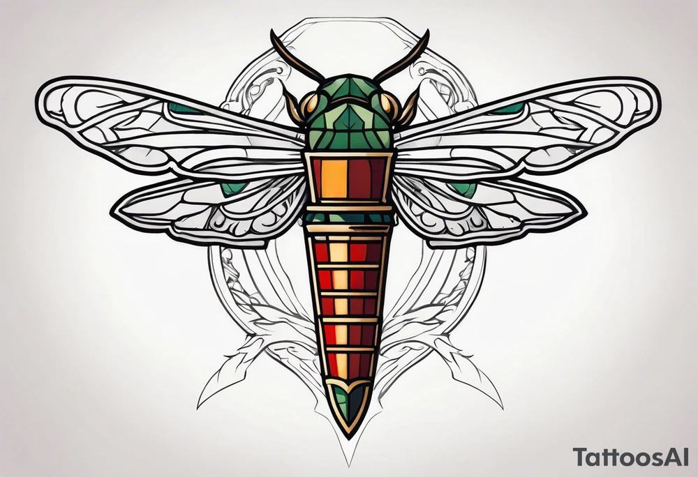 Sword behind cicada tattoo idea