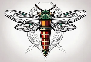 Sword behind cicada tattoo idea