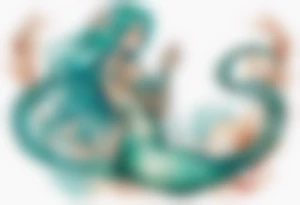 A beautiful mermaid-serpent hybrid with turquois scales and teal hair. tattoo idea